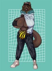 1futa anthro breasts bulge dark-skinned_futanari dark_skin furry futa_only futanari glasses grapeyguts huge_breasts mcarson panties solo