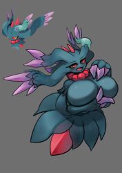 breasts featureless_breasts female flutter_mane gipehtyboon hand_on_breast holding_breast huge_breasts nintendo paradox_pokemon pokémon_(species) pokemon video_games yboon