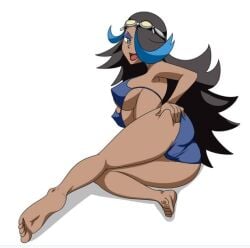 1girls ass ass_focus ass_grab bikini black_hair feet huge_ass looking_at_viewer misaeldm pokémon pokemon pokemon_oras shelly_(pokemon) shelly_(pokemon_oras) silvina_(pokémon) swimsuit tanned