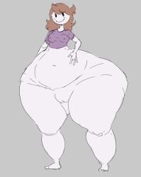 1girls barefoot big_ass big_belly bottom_heavy bottomless chubby fat happy jaiden jaiden_animations looking_at_viewer mob_face nipples nipples_visible_through_clothing no_panties no_pants pussy smiling_at_viewer tummy wide_hips wobblinggut