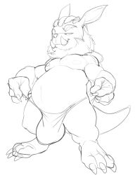 1boy 3_toes 4_fingers animated anthro bristol bulge chua claws clothed clothing fangs feet fingers hi_res looking_at_viewer male male_only mammal paws sharp_teeth slightly_chubby solo speedo swimwear tail teeth toes topless wildstar