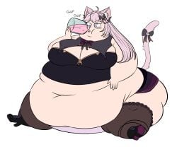 1girls bbw big_ass big_breasts drinking fat hyper hyper_belly nyatasha_nyanners obese overweight overweight_female panties virtual_youtuber vshojo vtuber weight_gain wide_hips