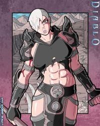 abs diablo diablo_3 female_only hombre-blanco monk monk_(diablo) muscular_female short_hair solo tagme tomboy white_hair