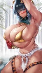 1girls armpit big_breasts big_thighs breasts busty curvy dark-skinned_female dark_skin fate/grand_order fate_(series) female female_only gigantic_breasts hand_up hirasawa_seiji huge_breasts huge_thighs large_breasts large_thighs looking_at_viewer massive_breasts navel solo solo_female thick_thighs thighs tlaloc_(fate) voluptuous