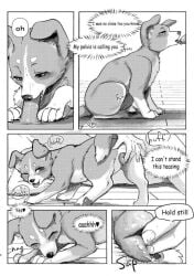 2021 blowjob blush canine canine_pussy claws closed_eyes comic doujinshi english english_text fingering licking_penis momou one_eye_closed paws pleasure_face pussy pussy_juice teats tongue tongue_out vaginal_penetration zoophilia