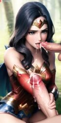 ai_generated black_hair blowjob cum dc_comics handjob simulacra wonder_woman wonder_woman_(series)