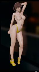 3d big_breasts bikini brown_eyes brown_hair dead_or_alive exposed_breasts female female_only heels honey_select_2 lei_fang long_legs looking_at_viewer naughty_face nipples pose posing shanodeshano studio_neo thick_thighs topless