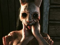 1girls 3d dbd dead_by_daylight finger_in_mouth first_person_view good_girl horror licking licking_finger licking_thumb looking_at_viewer masked_female nightmare_waifu tagme the_huntress_(dead_by_daylight) thumb_in_mouth tongue tongue_out word2