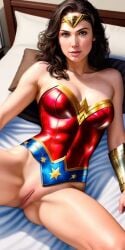 1girls ai_generated black_hair bottomless cum dc dc_comics dc_extended_universe dceu diana_prince gal_gadot pussy simulacra wonder_woman wonder_woman_(series)