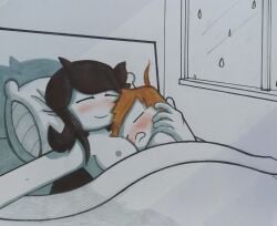 1boy 1girls after_sex age_difference blush carrotlord cuddling cute head_in_cleavage head_on_breasts hugging implied_sex jaiden jaiden_animations older_female older_female_and_younger_boy older_woman_and_younger_boy scarf_boy sleeping wholesome younger_male youtube youtuber