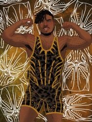 actor african african_male black_panther_(series) bulge celebrity dark-skinned_male dark_skin erik_killmonger flexing in_character looking_at_viewer male male_only marvel marvel_cinematic_universe melanin michael_b_jordan muscular muscular_male posing roasif singlet