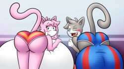 16:9 4k absurd_res aeris_(vg_cats) anthro ass balls bent_over big_balls big_breasts big_bulge big_butt black_nose blush blush_lines breasts briefs bulge clothing countershading domestic_cat duo felid feline felis female genitals hi_res huge_balls huge_breasts huge_bulge hyper hyper_balls hyper_breasts hyper_bulge hyper_genitalia leo_(vg_cats) looking_at_viewer male mammal miles57 nipples one_eye_closed panties rear_view simple_background underwear vg_cats webcomic webcomic_character widescreen wink