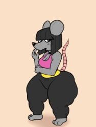 breasts cleavage female female_focus female_only fur huge_ass jupi_(sirroccorox) original original_character rat roccorox sirroccorox thick_thighs wide_hips yoga_pants