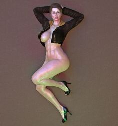 3d breasts female high_heels jacket solo spikegames