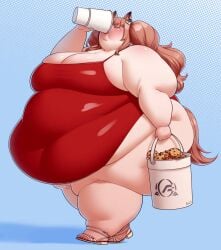 1girls 2023 absurd_res alternate_costume angelina_(arknights) animal_ears arknights ass bbw belly belly_overhang better_with_salt breasts brown_hair clothing cookies female female_focus huge_ass huge_belly huge_breasts huge_thighs obese obese_female overweight overweight_female solo solo_female solo_focus swimsuit thick_thighs thighs twintails weight_gain