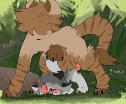 ambiguous_gender ambiguous_penetrated brown_body brown_fur detailed_background domestic_cat duo fan_character felid feline felis feral feral_on_feral feral_penetrated feral_penetrating feral_penetrating_feral fur hi_res male male/ambiguous male_penetrating male_penetrating_ambiguous mammal moonyqix nature nature_background penetration questionable_consent sex warriors_(cats)