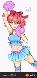 adorable blue_eyes cheerleader coral_pink_hair crunnix doki_doki_literature_club just_sayori pov pov_eye_contact sayori_(doki_doki_literature_club) strawberry_blonde_hair wholesome