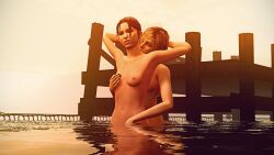 2girls 3d 3d_(artwork) areolae armpits arms_behind_head arms_up beach biting_neck black_fingernails blonde_hair breast_grab breasts brown_hair casual closed_eyes closerallthetime completely_nude completely_nude_female fingering fit_female garry's_mod grabbing_breasts hands_behind_head heather_mason human implied_fingering in_water left_4_dead lesbian lesbian_sex licking_neck light-skinned_female looking_pleasured medium_breasts naked neck_bite nipples nude original original_artwork pale_skin partially_submerged pier pleasure_face ponytail public public_nudity public_sex semi_public short_hair silent_hill skinny_dipping small_breasts softcore sucking_neck tagme thin_waist water yuri zoey_(left_4_dead)