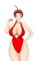 1girls big_breasts breasts brown_eyes brown_hair cleavage delia_ketchum_(pokemon) female female_only hand_on_hip hips huge_breasts lifeguard mangakay84 mature mature_female mature_woman milf mother one-piece_swimsuit pokemon pokemon_(anime) smile solo solo_female swimwear thighs whistle