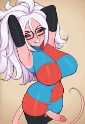 1futa 2020 afrobull android_21 arms_behind_back balls big_breasts big_penis black_sclera breasts clothed clothing cock_ring dark_persona dragon_ball dragon_ball_fighterz erect_penis erection erection_under_clothes flushed futa_only futanari glasses hi_res high-angle_view highres hoop_earrings humanoid humanoid_penis large_breasts large_penis long_hair looking_at_viewer majin majin_android_21 mostly_clothed penis penis_out pink_penis pink_skin pointy_ears red_eyes seductive_smile shounen_jump smile solo solo_futa standing tail thick_legs thick_thighs thighhighs thighs vomi_(cosplay) white_hairband