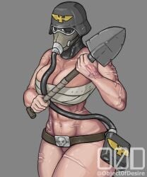 1girls 2022 2d 2d_(artwork) abs army_helmet astra_militarum barely_clothed belt belt_buckle big_thighs breasts burn_scar burn_scars cleavage curvaceous curves curvy curvy_body curvy_female curvy_figure curvy_hips death_korps_of_krieg female female_focus female_only fit fit_female gas_mask guardswoman_(warhammer_40k) helmet hi_res highres hips huge_breasts imperial_guard imperium_of_man large_breasts light-skinned_female light_skin midriff muscular muscular_female navel objectofdesire practically_nude rags scars scars_all_over scars_on_arm scars_on_thighs shovel solo solo_female solo_focus thick_thighs thighs warhammer_(franchise) warhammer_40k wide_hips