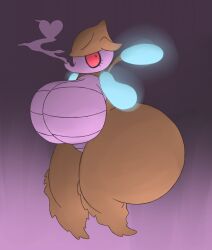 anthro ass big_butt breasts eyelashes gas glowing heart huztar no_nipples poison poison_gas pokemon pokemon_(species) purple_background red_eyes seahorse skrelp
