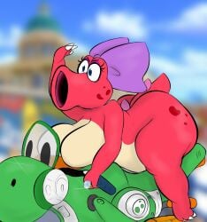 1girls alternate_color alternate_version_available anthro big_breasts birdetta birdo breasts female female_only mario_(series) mario_kart nintendo plantedpot solo tagme