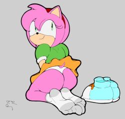 1girls amy_rose anthro ass classic_amy_rose clothed clothed_female dat_ass dummycervine feet female foot_fetish foot_focus furry hedgehog kneeling kneeling_female looking_at_viewer looking_back_at_viewer panties presenting_ass sega socks socks_on soles sonic_(series) sonic_cd sonic_the_hedgehog_(series) toes underwear