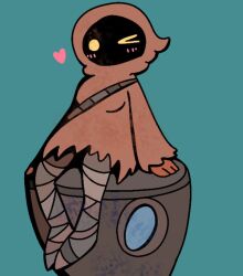 blush cute female female_only heart hidden_face hooded_cloak humanoid jawa rule_63 sitting source_request star_wars