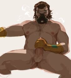 1boy apex_legends caustic_(apex_legends) chest_hair male_only masturbating masturbation penis solo solo_male