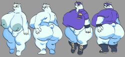 ass bear beauty_mark bottomless breasts cap fast_food_uniform female fur huge_ass huge_breasts ida_(mooncheez3) mooncheez3 nipple_bulge nipple_piercing piercing polar_bear pussy thick_thighs wide_hips