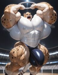 ai_generated barafur cheetah hyper_balls hyper_breasts hyper_muscles hyper_pecs panthera