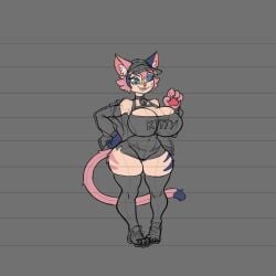 arsfromnowhere_(artist) big_breasts bullying cat_ears cat_girl cat_paws cat_tail feline furry gigantic_breasts huge_bgeasts monster monster_girl neko paws sketch smile smirk tail
