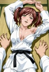 1boy 1girls after_fight ai_generated alternate_costume amatsuki_jun armpits arms_up before_sex belt bible_black bible_black_only black_belt blush bodily_fluids breasts_out brown_hair cleavage covered_nipples curvaceous curvy curvy_body curvy_female curvy_figure defeat defeated defeated_female dogo dominant dominant_male domination dougi exhausted faceless_male female_focus femsub gi green_eyes high_resolution imminent_sex inviting_to_sex judo kimono letting_it_happen looking_at_viewer looking_up losing_fight losing_on_purpose lying_on_back lying_on_floor male_pov maledom martial_arts medium_breasts medium_hair naughty naughty_face naughty_smile off_shoulder open_clothes open_mouth pants petite pinned pinned_down pinned_to_floor pov pov_eye_contact sexually_suggestive submission submissive submissive_female suggestive suggestive_look suggestive_pose sweat swept_bangs tatami teen teenage_girl teenager tied_hair tired tricked_into_sex twintails uniform upper_body viewed_from_above