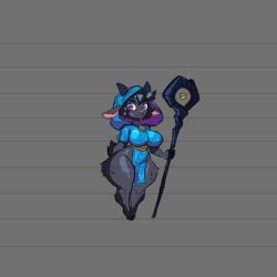 arsfromnowhere_(artist) big_breasts black_fur black_skin breasts female furry gigantic_breasts goat goat_girl goat_horns huge_bgeasts monster monster_girl sketch wizard wizard_staff