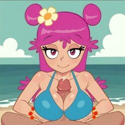 ai_generated ami ami_onuki beach bikini cartoon_network crossover daniel_lamb hi_hi_puffy_amiyumi manhunt_2 paizuri penis rockstar_games titjob
