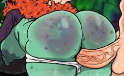 1boy 1girls anus anus_peek ass_focus ass_out ass_view back_view backshots bent_over big_areola big_ass big_breasts big_nipples big_penis breasts breasts_out breasts_out_of_clothes bruised_ass bubble_butt deepstroke digital_media_(artwork) facing_away fat_ass female female_penetrated flat_colors freckles freckles_on_ass green_skin hanging_breasts hi_res highres kojoarts light-skinned_male liver_spots male male/female male_penetrating_female messy_hair orange_hair panties_around_legs panties_down pointy_nose pulling_hair round_ass round_butt shirt_pulled_up spots_on_ass thick_ass thrusting thrusting_into_ass thrusting_into_pussy veiny_penis voluptuous voluptuous_female warts white_panties witch