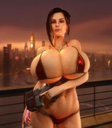 1girls 3d 3d_(artwork) alternate_breast_size barely_clothed big_breasts big_hips bikini breasts breasts_bigger_than_head brown_hair brown_hair_female cleavage elexis_sinclaire eye_contact female female_only gigantic_breasts green_eyes green_eyes_female gun hi_res high_resolution highres hips holding_gun holding_object holding_weapon hourglass_figure huge_breasts huge_hips human human_female human_only large_breasts large_hips looking_at_viewer micro_bikini midriff necklace red_bikini red_bikini_bottom red_bikini_top sin_(game) skimpy skimpy_bikini skimpy_clothes slim_waist small_waist solo solo_female thin_waist top_heavy upper_body vaako weapon wide_hips