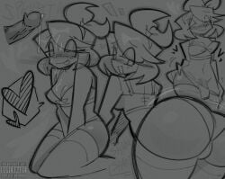 ass big_ass bikini blush chris_shwafer cum cum_on_body cum_on_face dovernade erection futanari humanized jude_(jumpcut!) jumpcut! looking_back pulling_panties shaking shaking_ass sketch twerking