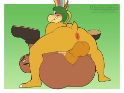 aged_up anal anal_sex anthro anthro_on_anthro anthro_penetrated anus ass balls big_balls big_butt big_penis clothing digital_media_(artwork) duo footwear genitals goomba hair hi_res humanoid_genitalia humanoid_penis koopa koopaling lemmy_koopa looking_back looking_pleasured male male/male male_penetrated male_penetrating male_penetrating_male mario_bros mohawk nintendo nude open_mouth penetration penile penile_penetration penis scalie sex shoes simple_background smile tail teeth timidwithapen tongue