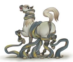 animal_genitalia bondage feral horse jotun22 mare mare_pussy open_mouth pussy tentacle