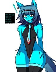 1boy 2025 airiin220 bulge bulge_through_clothing cyan_(horse_race_test) cyberairiin_(airiin220) english_text femboy furry furry_only highleg_leotard horse horse_boy horse_race_tests leotard male male_only text thick_thighs tie wide_hips