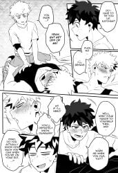 2boys 2d bakugou_katsuki black_hair blonde_hair blush boku_no_hero_academia comic domination english english_text eyes gay gay_male hair izuku_midoriya katsuki_bakugou kyosein male male/male male_focus male_only midoriya_izuku muscles muscular muscular_male my_hero_academia my_hero_academia_(finale) no_sex text uncensored yaoi