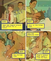 2boys anal anal_orgasm anal_sex anal_sex bara big_penis blowjob cum cum_in_ass cum_inside cumming english english_text erect_penis erection fellatio gay_anal gay_blowjob gay_sex hands-free handsfree_ejaculation intern job large_penis male male/male male_only modsa666 office office_clothing office_sex oral oral_sex pubic_hair shirt sweat sweatdrop sweating sweaty_body text work