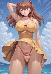1girls ai_generated asuka_langley_sohryu big_breasts breasts brown_hair civitai clothing collar confident confident_smile crotchless_panties dildo_in_pussy dildo_under_panties erect_nipples erect_nipples_under_clothes exhibitionism exhibitionist female female_focus female_only hand_on_head hand_on_hip hands_on_hips huge_breasts large_breasts mogudan mogudan_style neon_genesis_evangelion nipples outdoors outdoors_nudity pale-skinned_female pale_skin plump_pussy posing posing_for_the_viewer pubic_hair pussy self_upload smile solar3 sundress thick_thighs voluptuous wide_hips wind_lift