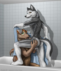 2005 anthro balls bath canine couple fur furry gay male towel wooky year