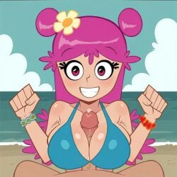 ai_generated ami ami_onuki beach bikini cartoon_network crossover daniel_lamb hi_hi_puffy_amiyumi manhunt_2 paizuri penis rockstar_games titjob