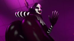 1girls ass ass_focus black_body black_hair breasts butt_focus disembowell_(artist) female female_only five_nights_at_freddy's marionette_(fnaf) puppet_(fnaf) purple_eyes smiling_at_viewer tagme thick_thighs thighs