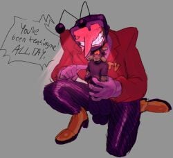 1boy ambiguous_gender before_sex blush deltarune deltarune_chapter_3 dialogue fully_clothed male/ambiguous pent_up tagme tenna_(deltarune) threatening yaizl yaizl_art