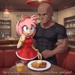 ai_generated amy_rose black_man female furry furry_ears furry_female human human_male male mobian mobian_(species) mobian_hedgehog sonic_(series) sonic_the_hedgehog_(series) text